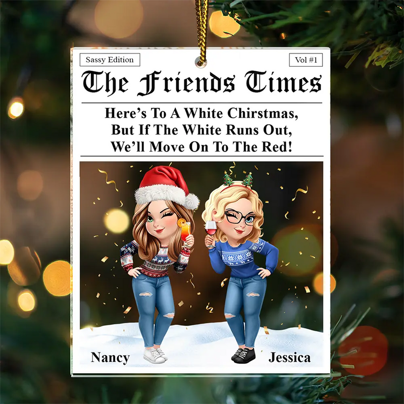 Here's To A White Christmas - Personalized Custom Shaped Acrylic Ornament