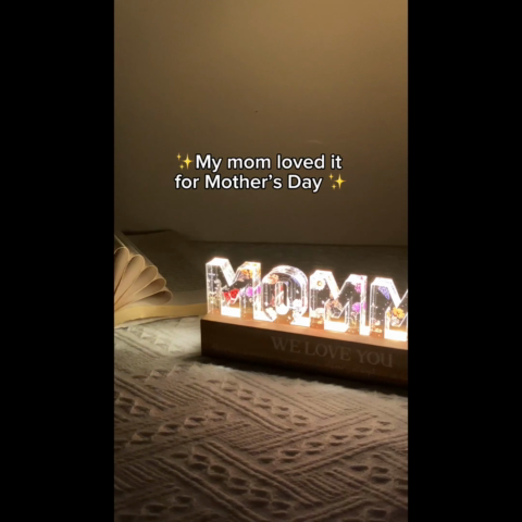 Custom Flower Printed LED Night Light, Birth Month Flower, Mother's Day Gift for Mom, Gift for Grandma, Gift for Wife