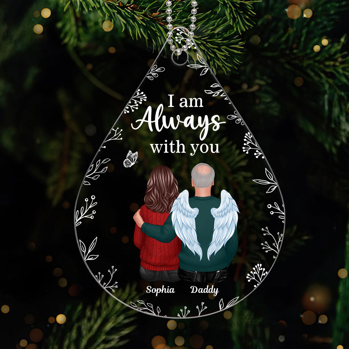 Always With You Family Memorial Keepsake Remembrance Gift Personalized Teardrop Shaped Acrylic Ornament