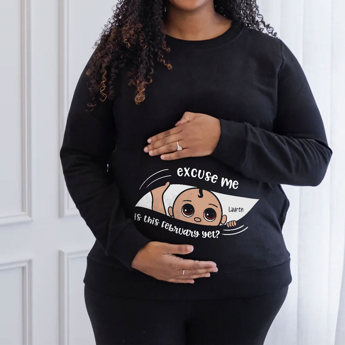 Personalized Maternity Dark Shirt, Excuse Me Is It Yet, Pregnancy Announcement, Expecting Parents