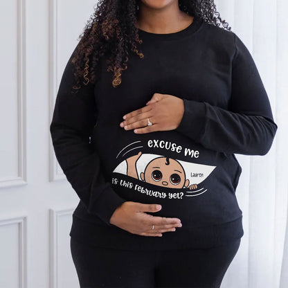 Personalized Maternity Dark Shirt, Excuse Me Is It Yet, Pregnancy Announcement, Expecting Parents