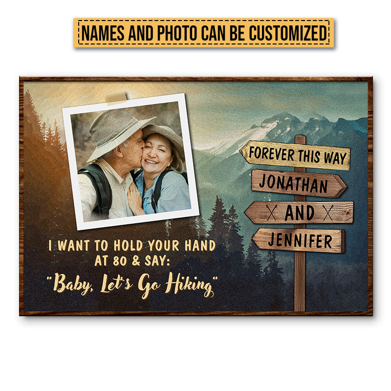 Custom Photo Hiking Couple Hold Your Hand Custom Poster, Gifts For Wedding, Anniversary, Birthday