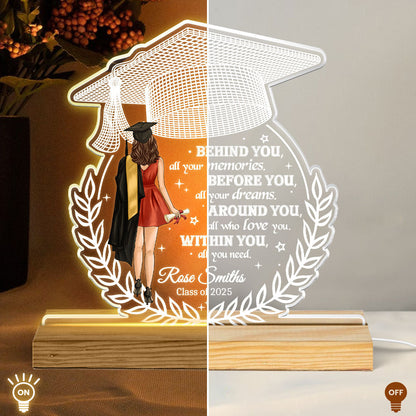 Behind You All Your Memories Graduation Gift Personalized Custom Shape Warm LED Night Light
