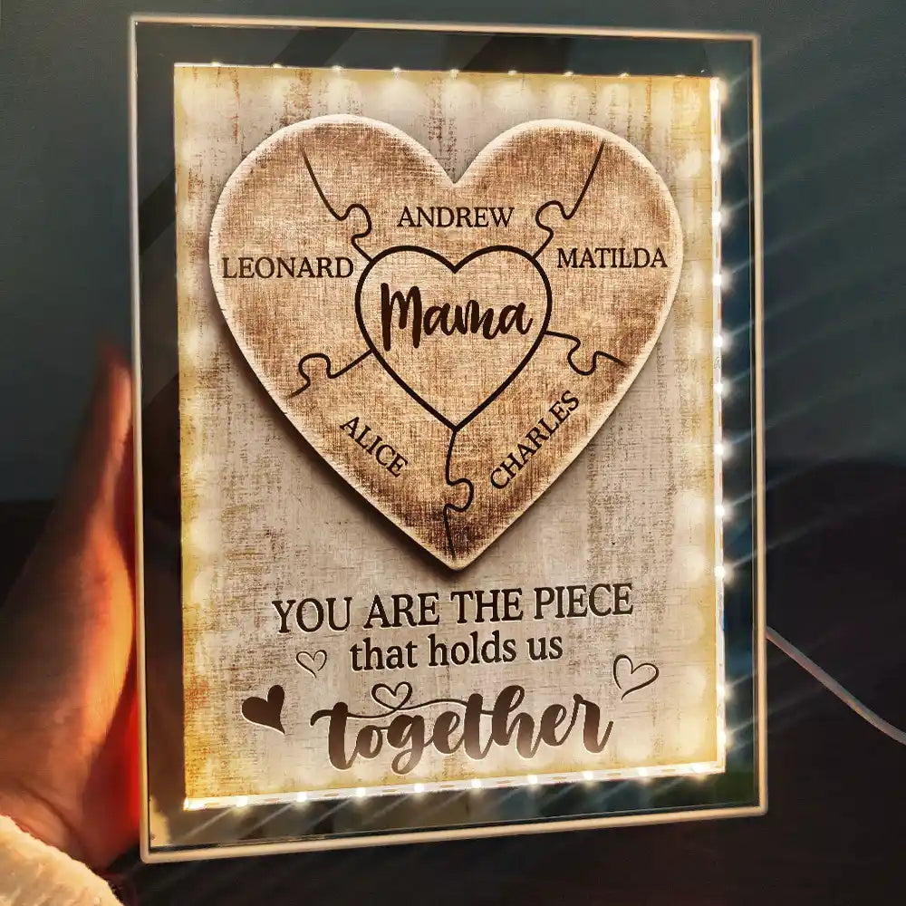 Mom - Children, Gift For Mother, Love - Hold Us Together - Personalized LED Mirror Frame Lamp