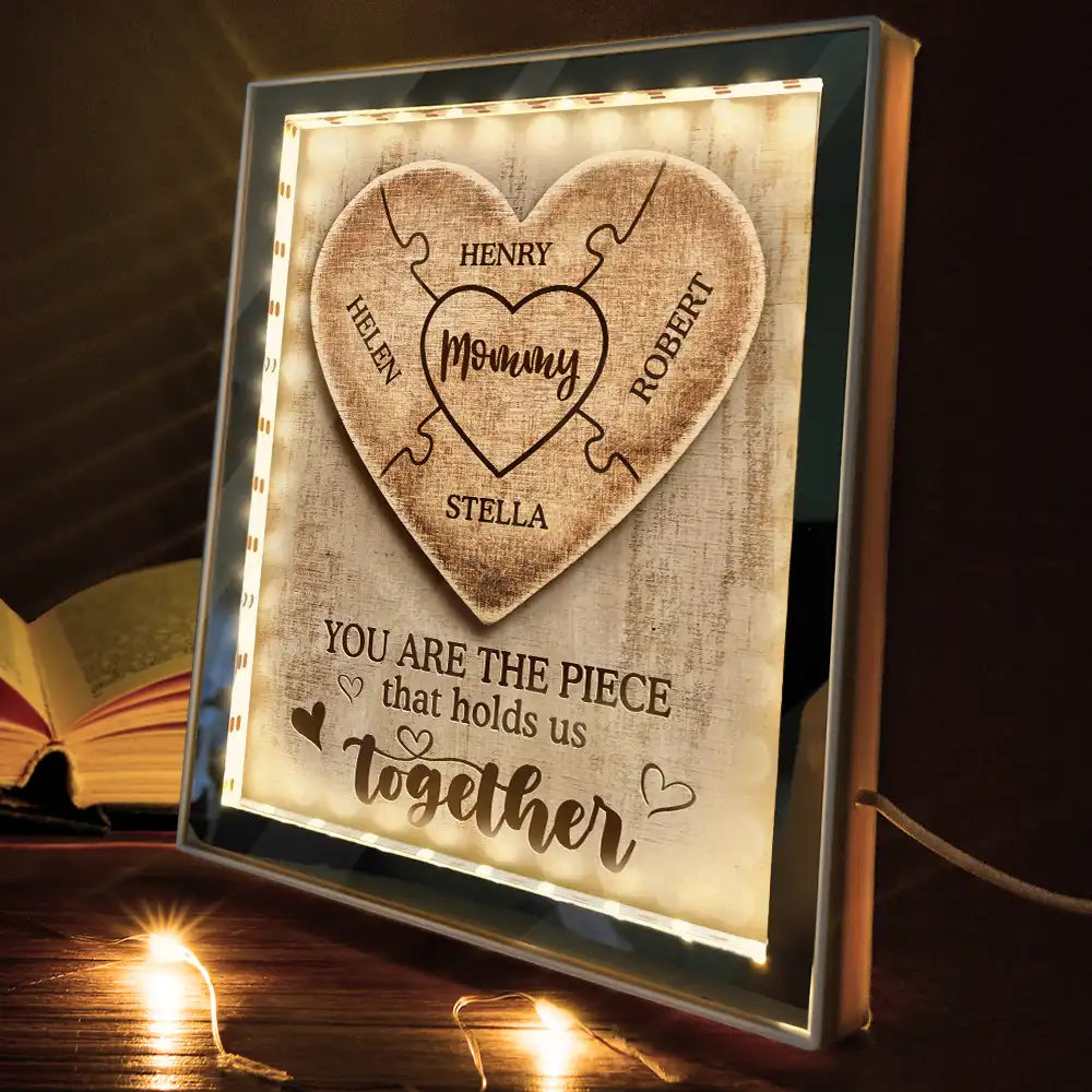 Mom - Children, Gift For Mother, Love - Hold Us Together - Personalized LED Mirror Frame Lamp