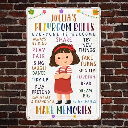 Home Decor - Kid Playroom Rules- Personalized Metal Sign Metal Sign The Next Custom Gift