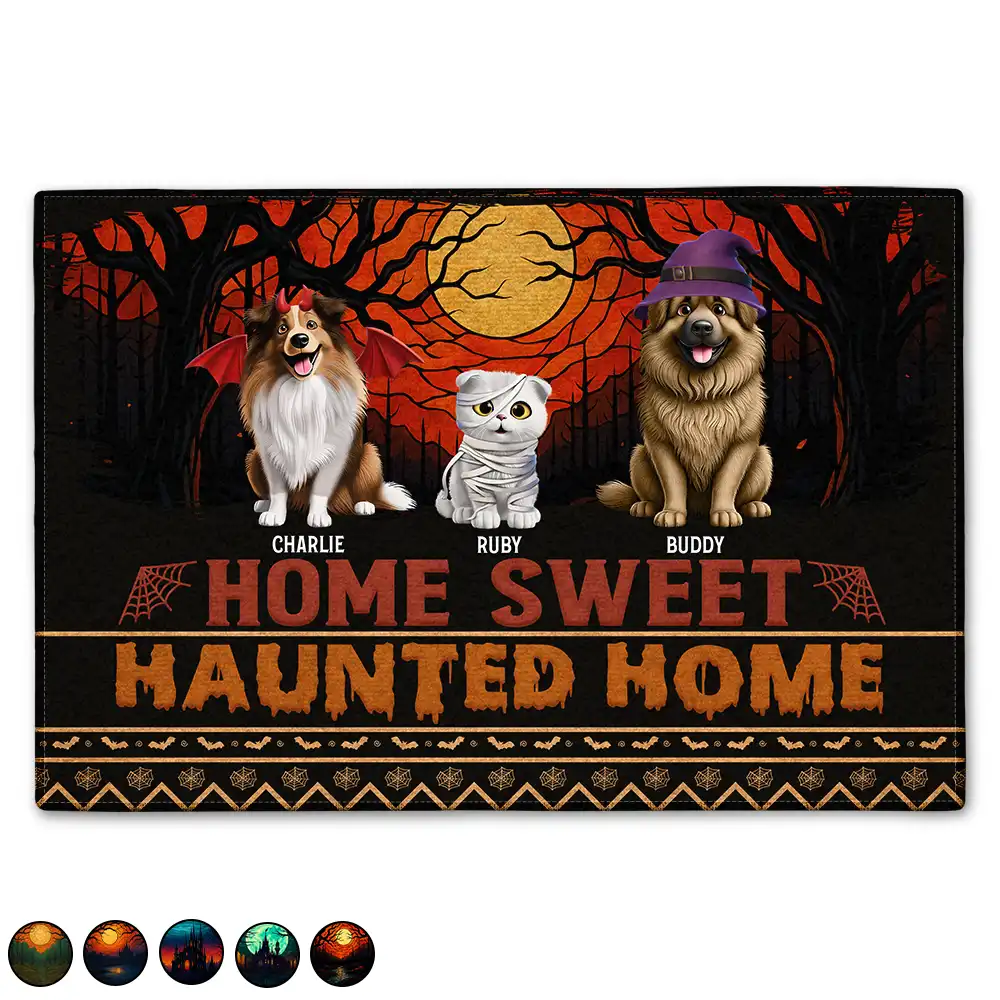 Home Sweet Haunted Home Pet Lovers - Personalized Doormat