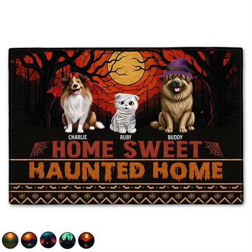 Home Sweet Haunted Home Pet Lovers - Personalized Doormat