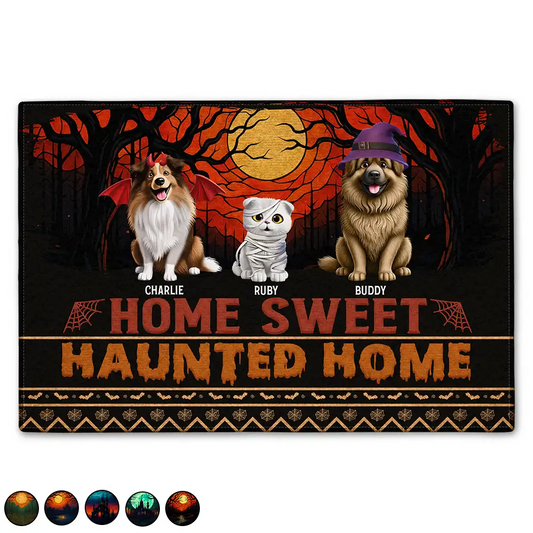 Home Sweet Haunted Home Pet Lovers - Personalized Doormat