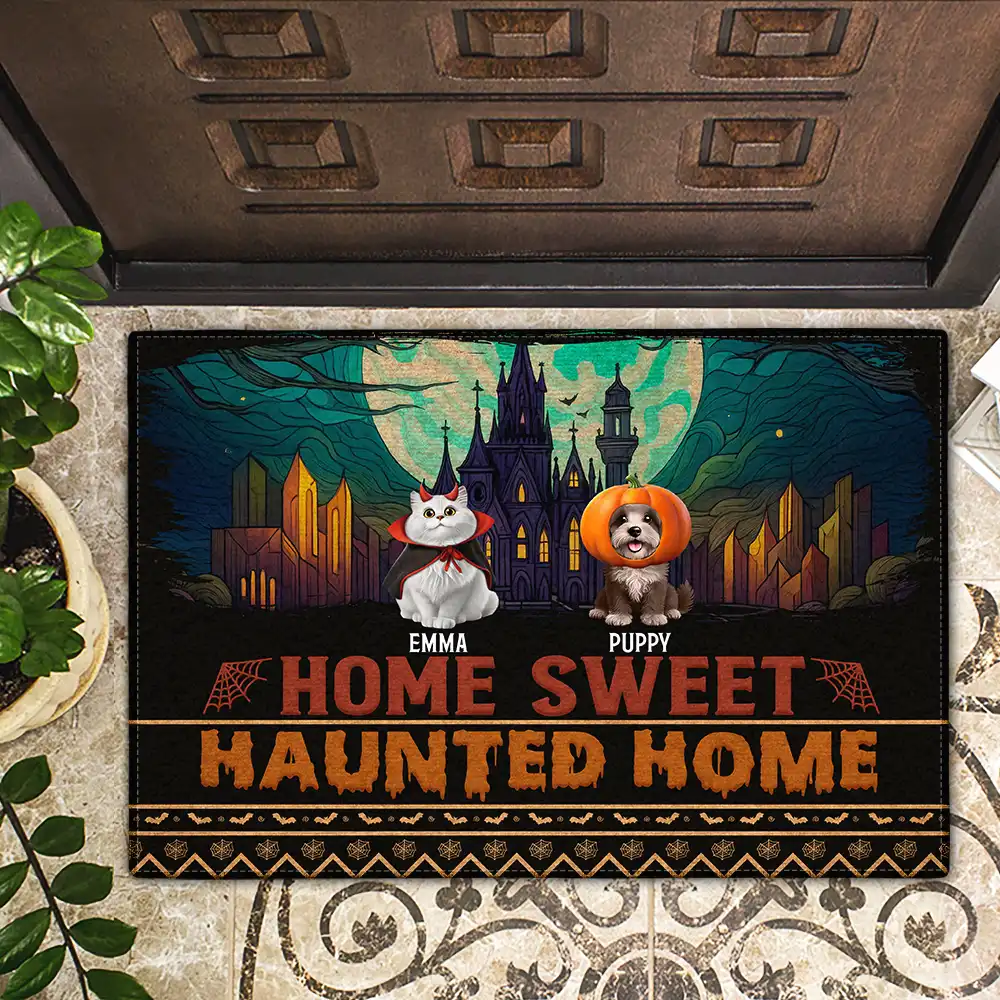 Home Sweet Haunted Home Pet Lovers - Personalized Doormat