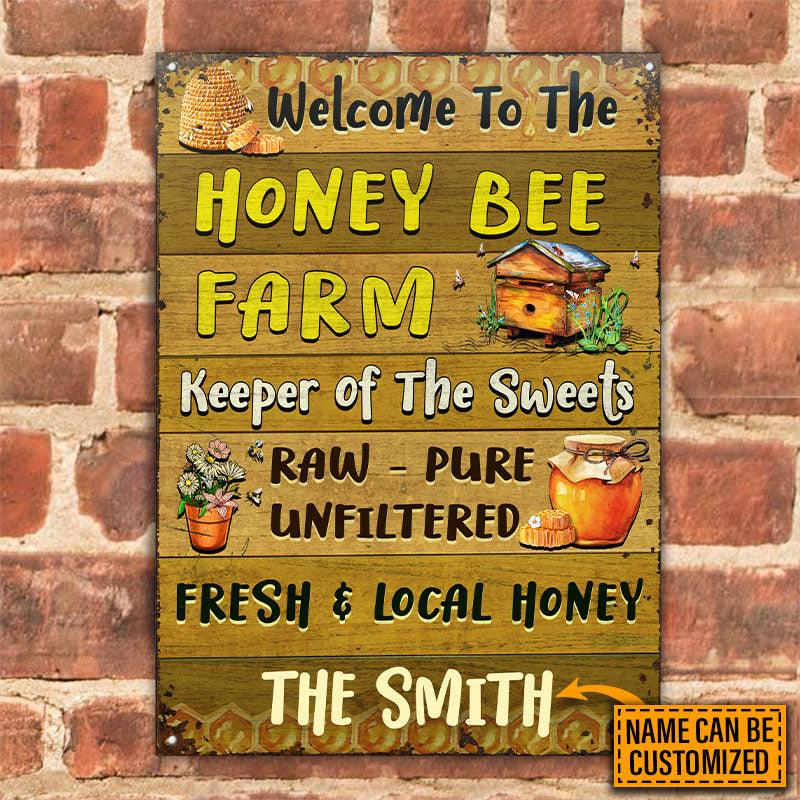 Honey Bee Welcome To The Farm Custom Classic Metal Signs