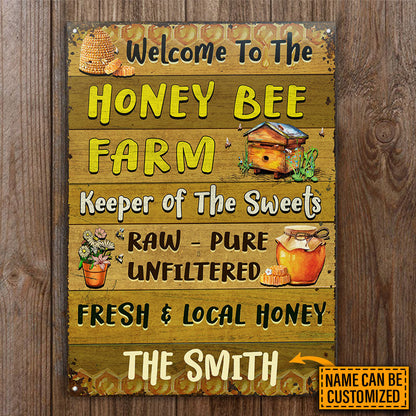 Honey Bee Welcome To The Farm Custom Classic Metal Signs