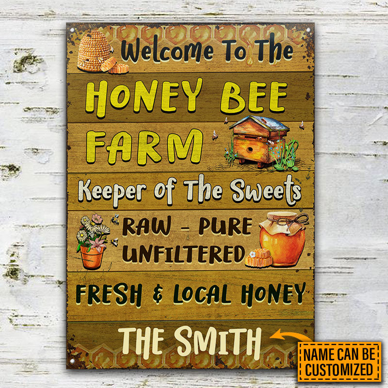 Honey Bee Welcome To The Farm Custom Classic Metal Signs