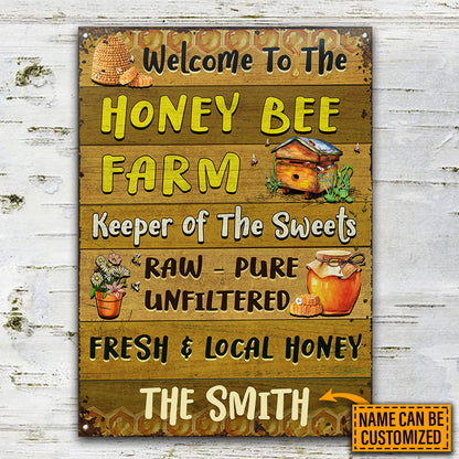 Honey Bee Welcome To The Farm Custom Classic Metal Signs