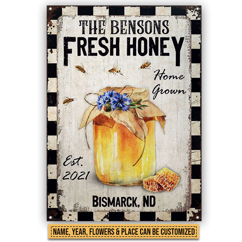 Honey Bee Fresh Honey Custom Classic Metal Signs, Bee Gift, Bee Decor