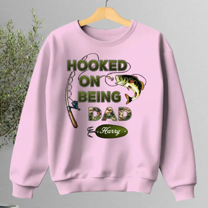 Hooked On Being Grandpa Papa Fishing Camouflage Personalized Shirt, Gift For Grandpa, Dad, Husband T-shirt The Next Custom Gift