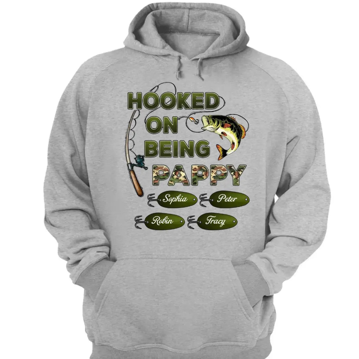 Hooked On Being Grandpa Papa Fishing Camouflage Personalized Shirt, Gift For Grandpa, Dad, Husband T-shirt The Next Custom Gift