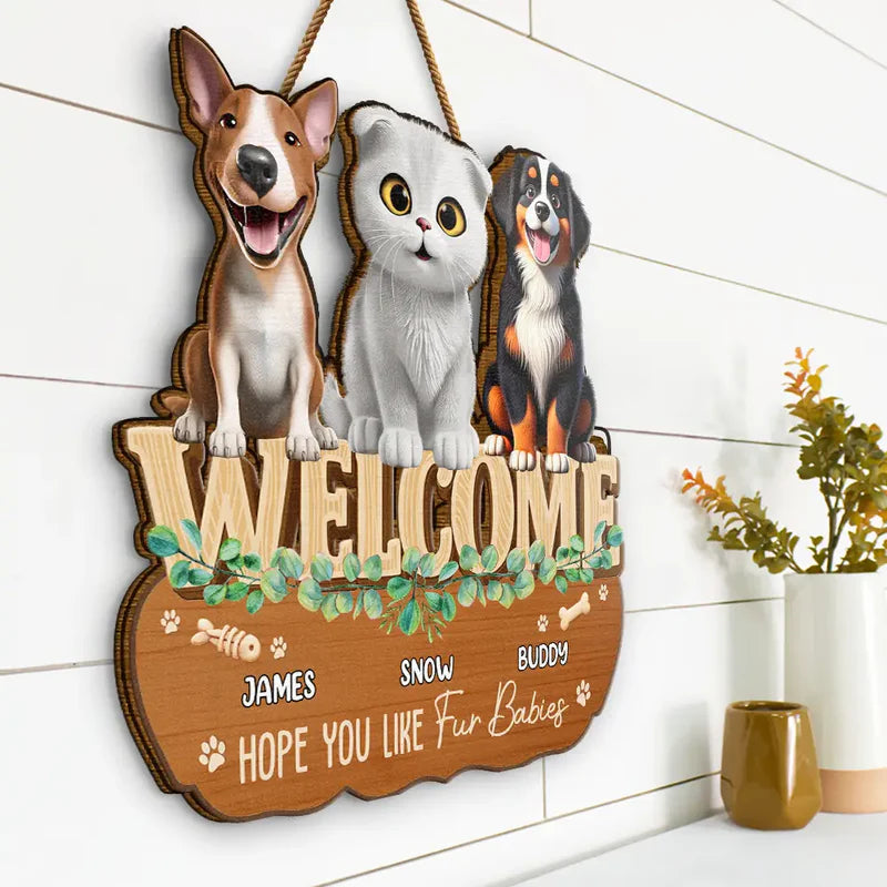 Hope You Like Dog Cat Pet Family 3D Effect - Personalized Custom Shaped Wood Sign