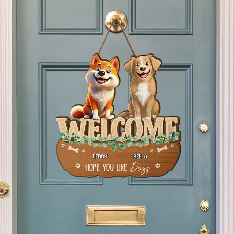 Hope You Like Dog Cat Pet Family 3D Effect - Personalized Custom Shaped Wood Sign