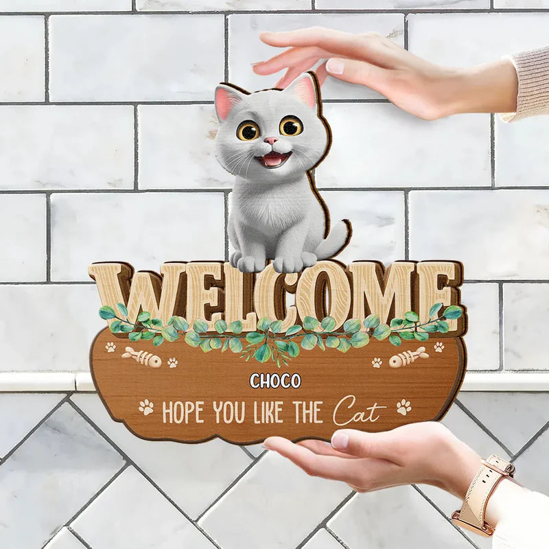 Hope You Like Dog Cat Pet Family 3D Effect - Personalized Custom Shaped Wood Sign