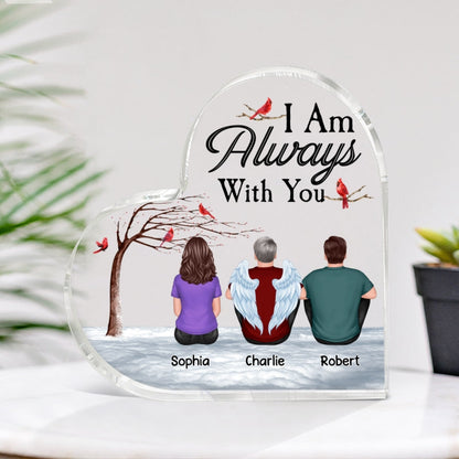 Dry Branch Cardinal Always With You Cardinal Whole Family Memorial Remembrance Gift Personalized Heart Acrylic Plaque