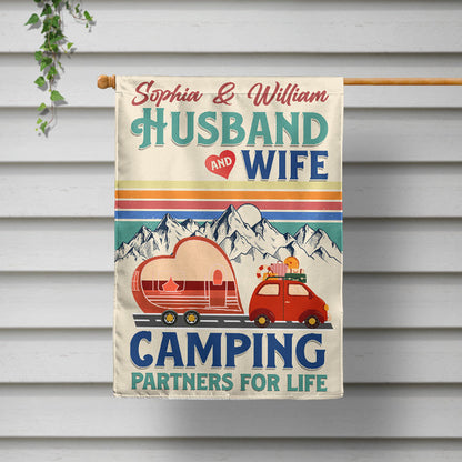 Husband And Wife - Camping Anniversary Gift - Personalized Custom Flag