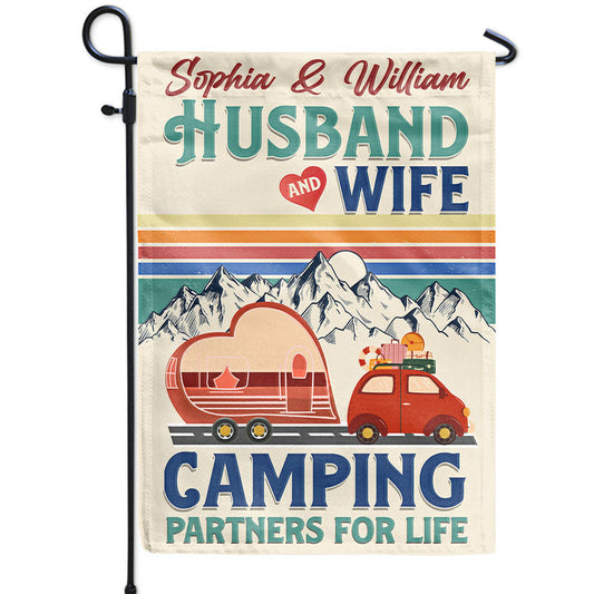 Husband And Wife - Camping Anniversary Gift - Personalized Custom Flag