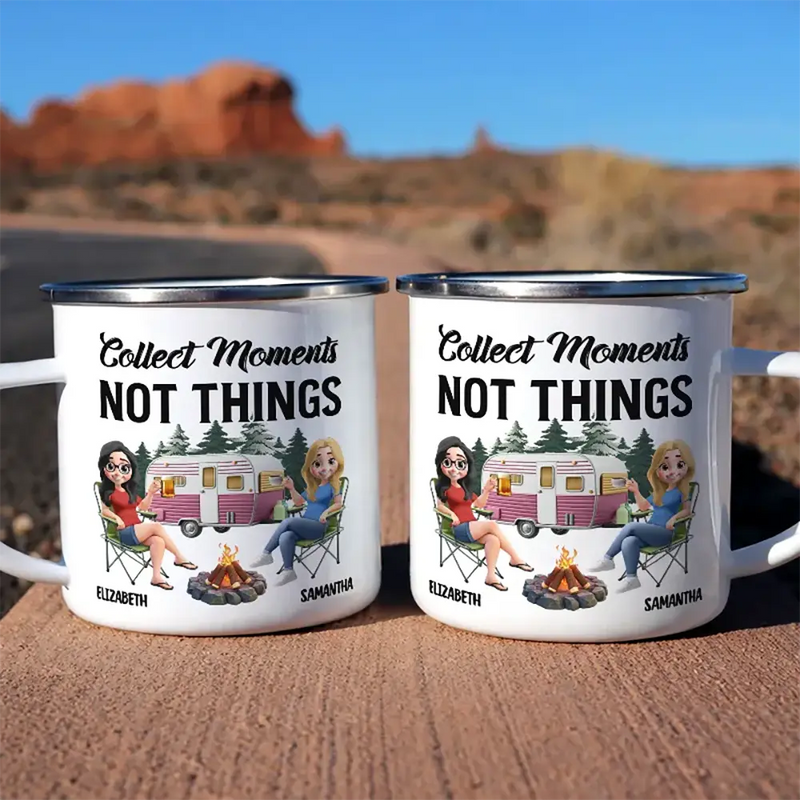 Husband & Wife Camping Partners For Life - Personalized Enamel Mug