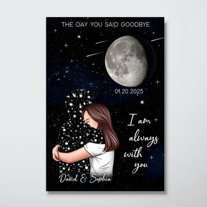 The Day You Said Goodbye Woman With Lost Loved One Memorial Moon Phase Personalized Poster
