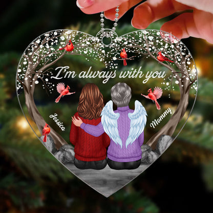 Always With You Cardinal Blossom Tree Family Memorial Keepsake Sympathy Remembrance Gift Heart Shaped Personalized Acrylic Ornament