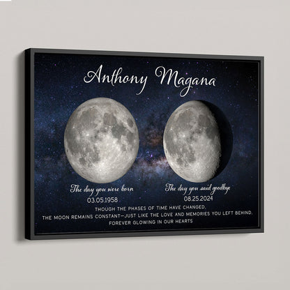 Lost Loved One Moon Phase Art Memorial Sympathy Gift Personalized Poster
