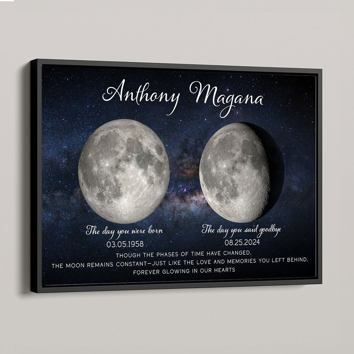 Lost Loved One Moon Phase Art Memorial Sympathy Gift Personalized Poster