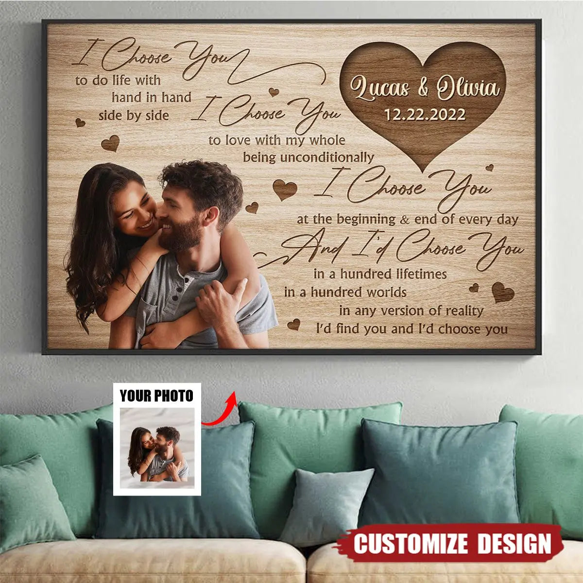 I Choose You - Personalized Photo Couple Poster Poster The Next Custom Gift