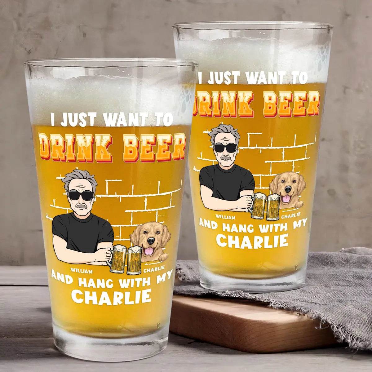 I Just Want To Drink Beer And Hang With My Dogs Dog Dad - Personalized Beer Glass Beer Glass The Next Custom Gift