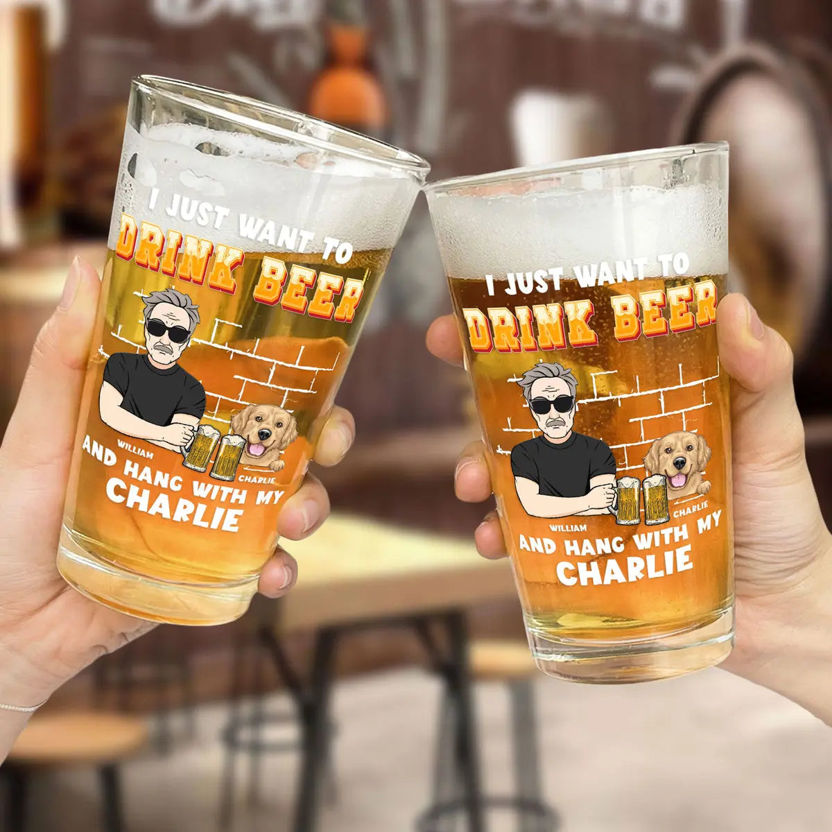 I Just Want To Drink Beer And Hang With My Dogs Dog Dad - Personalized Beer Glass Beer Glass The Next Custom Gift