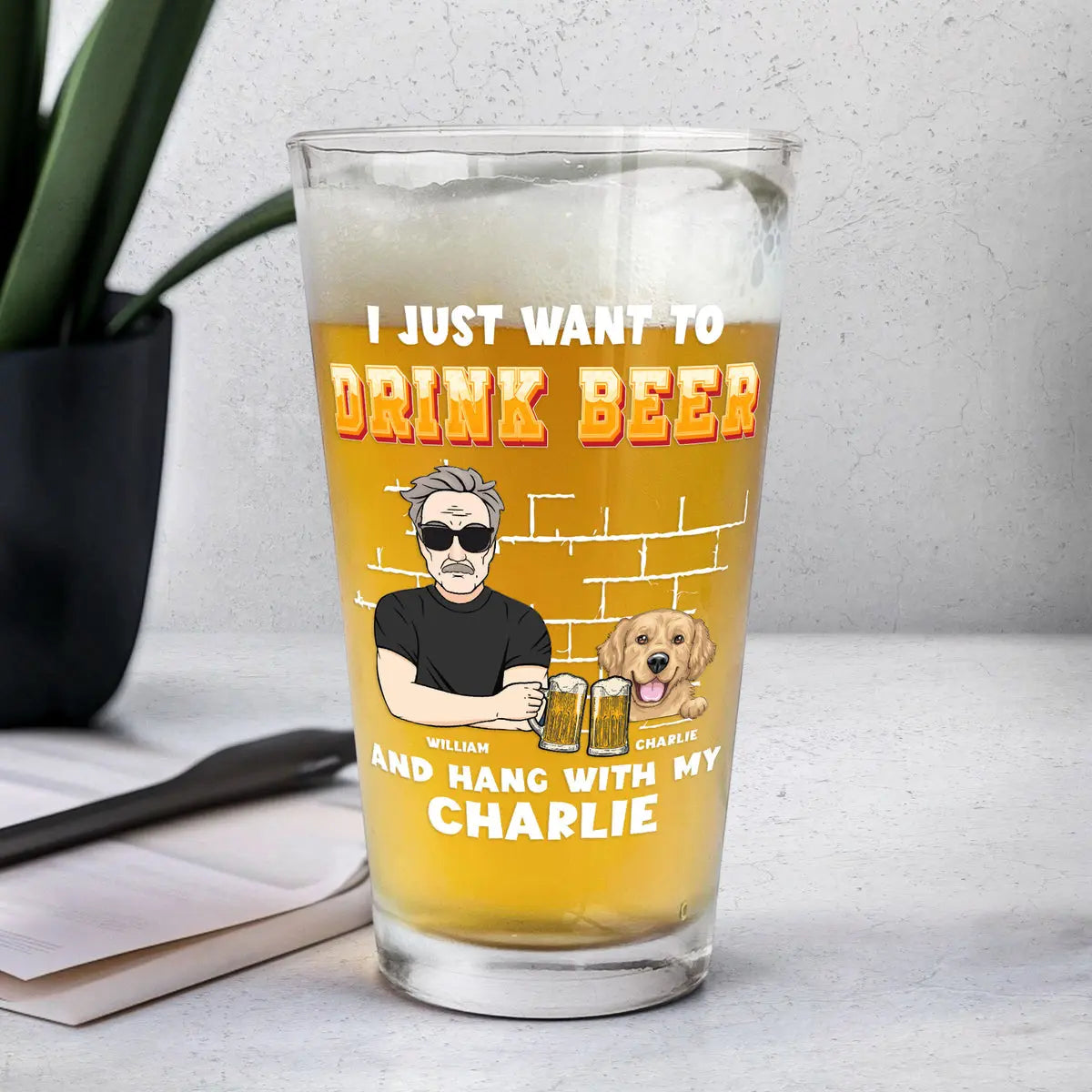 I Just Want To Drink Beer And Hang With My Dogs Dog Dad - Personalized Beer Glass Beer Glass The Next Custom Gift