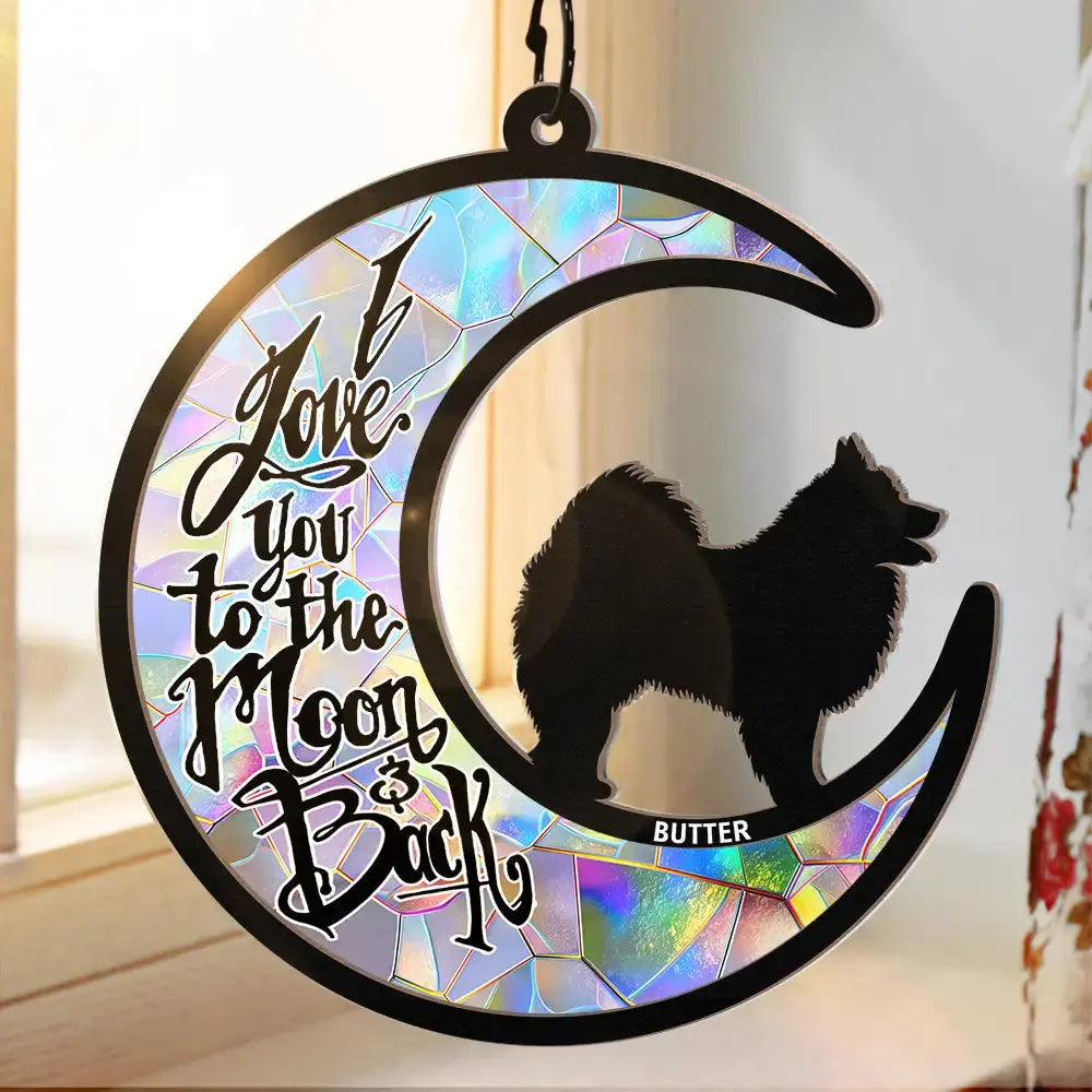 I Love You To The Moon And Back Dog Lover - Personalized Window Hanging Suncatcher Ornament Hanging Suncatcher Ornament The Next Custom Gift