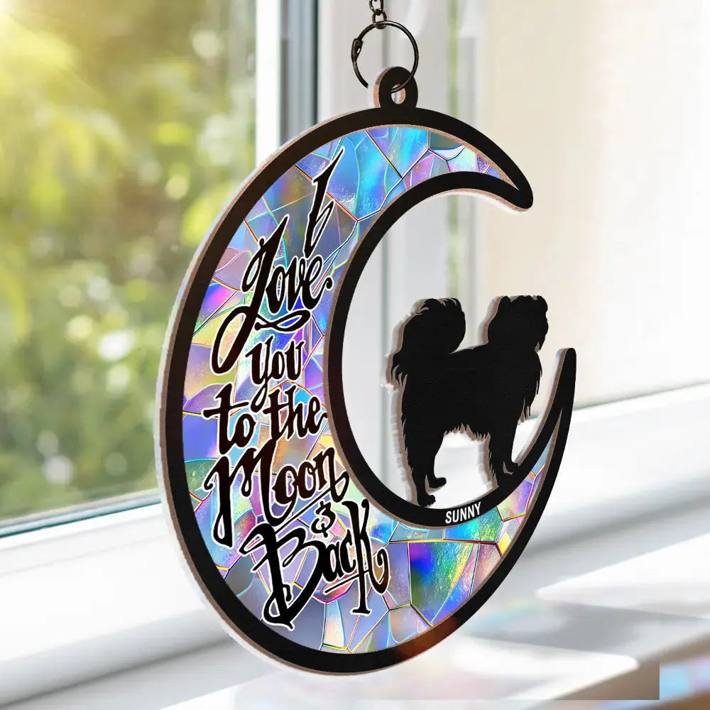 I Love You To The Moon And Back Dog Lover - Personalized Window Hanging Suncatcher Ornament Hanging Suncatcher Ornament The Next Custom Gift