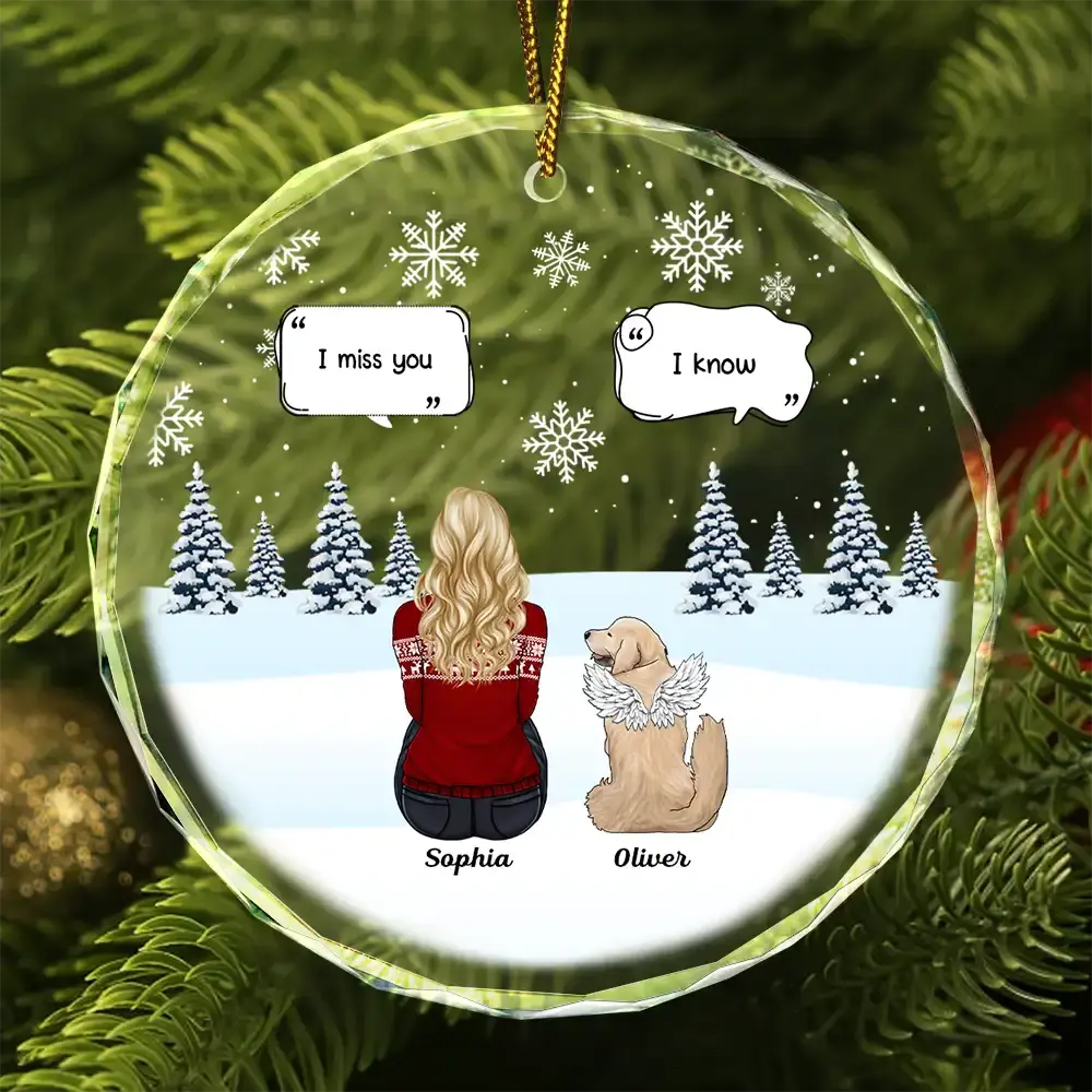 I Miss You Christmas Memorial Gift For Pet Lovers - Personalized Circle Glass Ornament ornament The Next Custom Gift