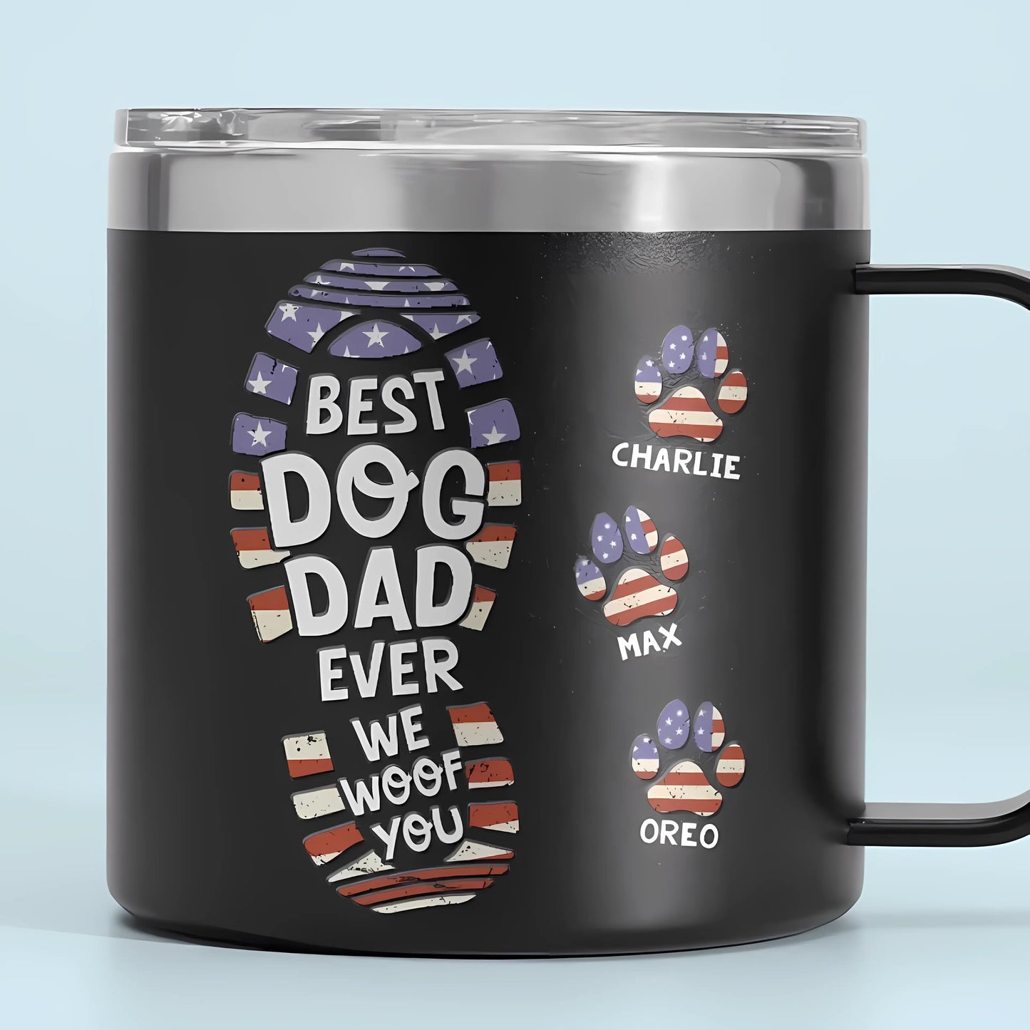 I Woof You Every Day - Dog Personalized Custom 14oz Stainless Steel Tumbler With Handle - Gift For Pet Owners, Pet Lovers 14oz Tumbler The Next Custom Gift