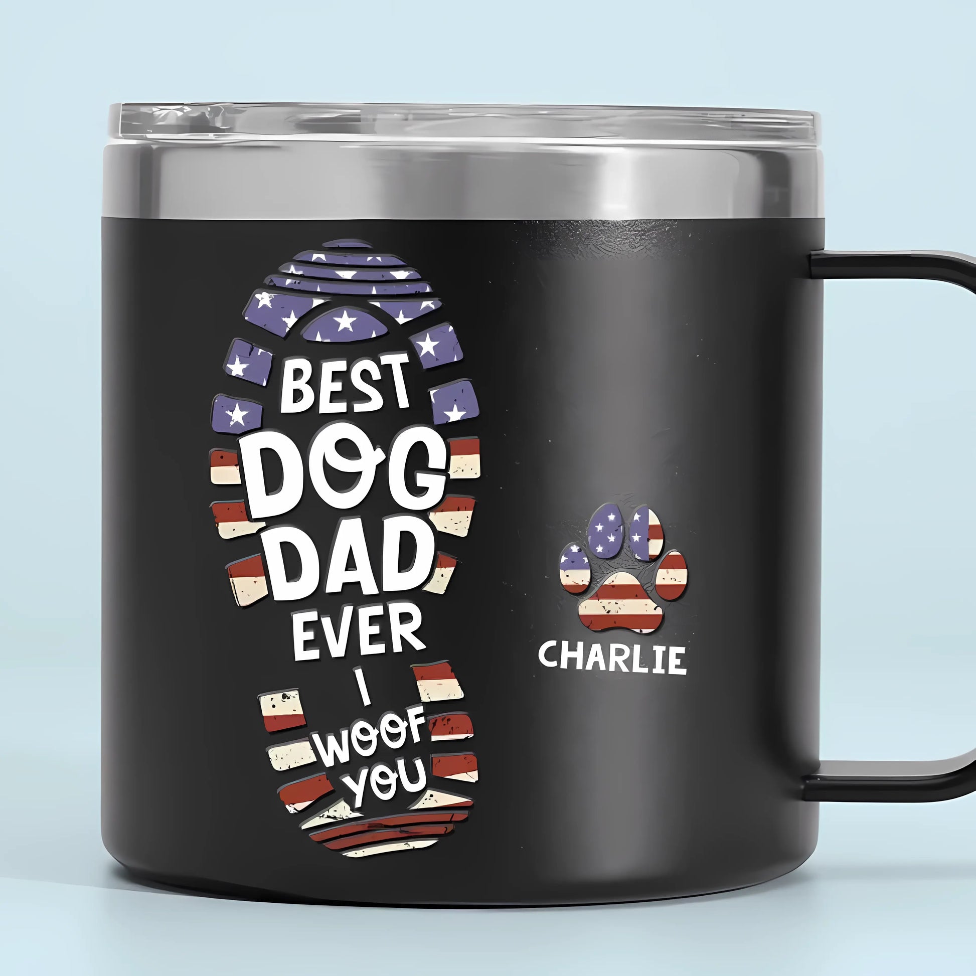 I Woof You Every Day - Dog Personalized Custom 14oz Stainless Steel Tumbler With Handle - Gift For Pet Owners, Pet Lovers 14oz Tumbler The Next Custom Gift