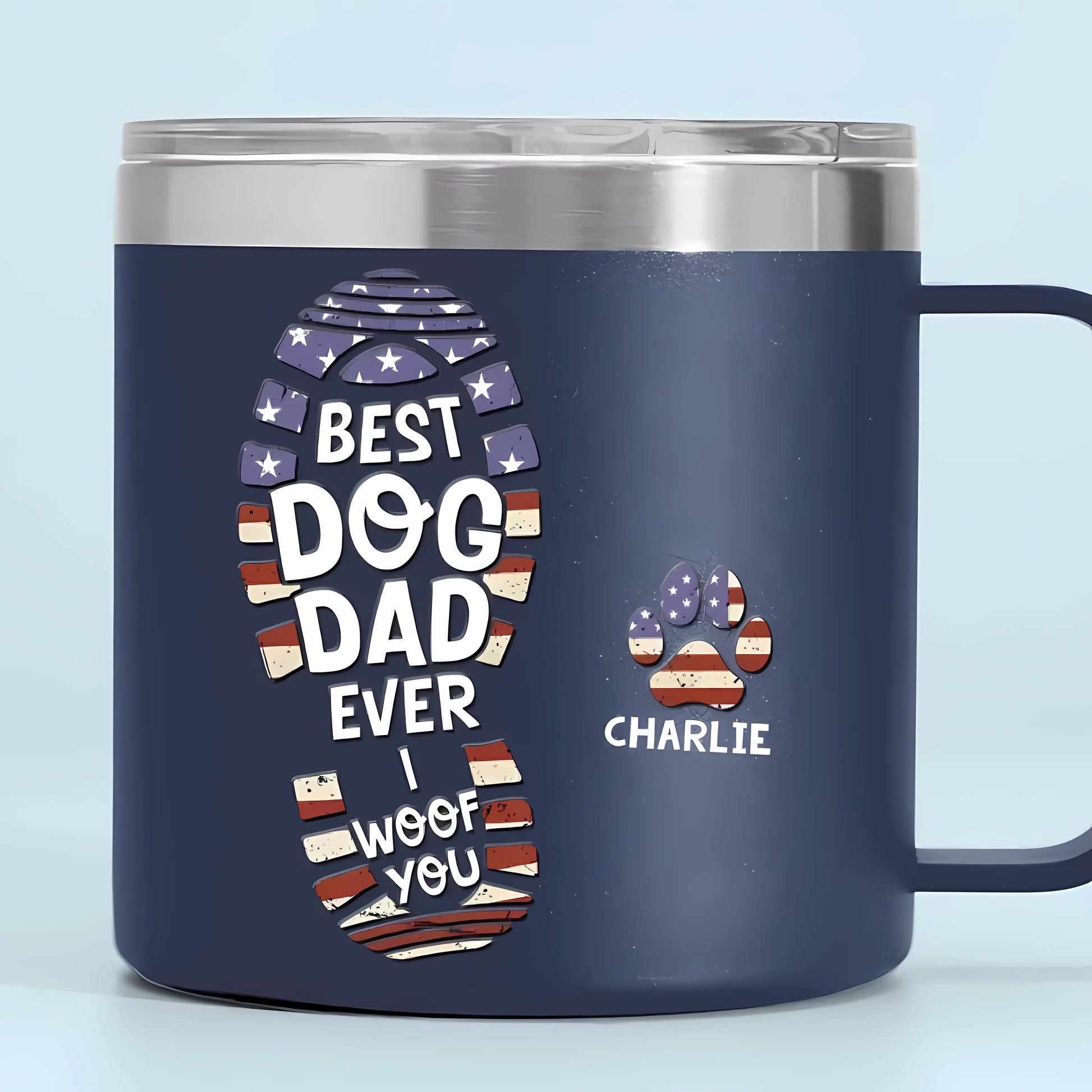 I Woof You Every Day - Dog Personalized Custom 14oz Stainless Steel Tumbler With Handle - Gift For Pet Owners, Pet Lovers 14oz Tumbler The Next Custom Gift