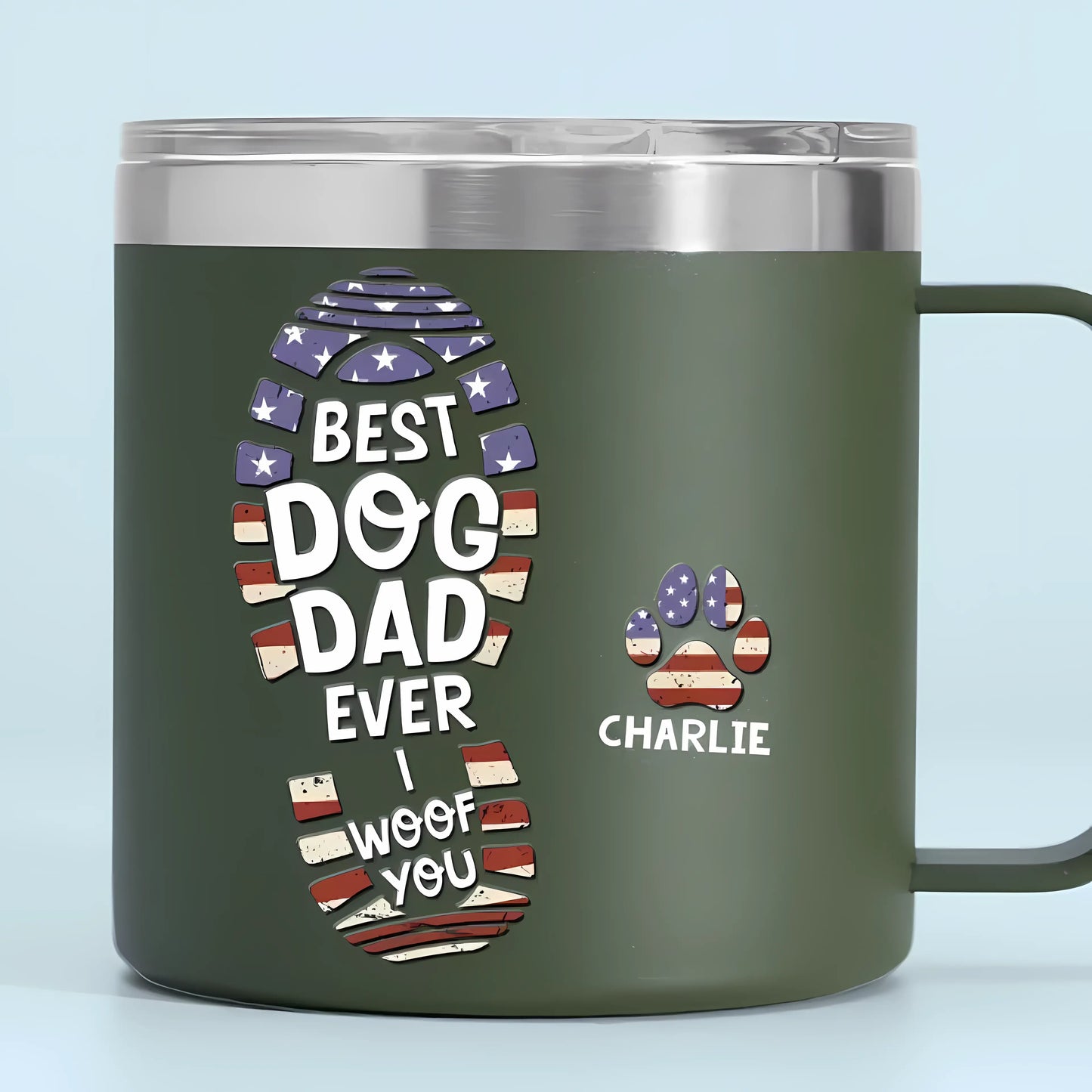 I Woof You Every Day - Dog Personalized Custom 14oz Stainless Steel Tumbler With Handle - Gift For Pet Owners, Pet Lovers 14oz Tumbler The Next Custom Gift