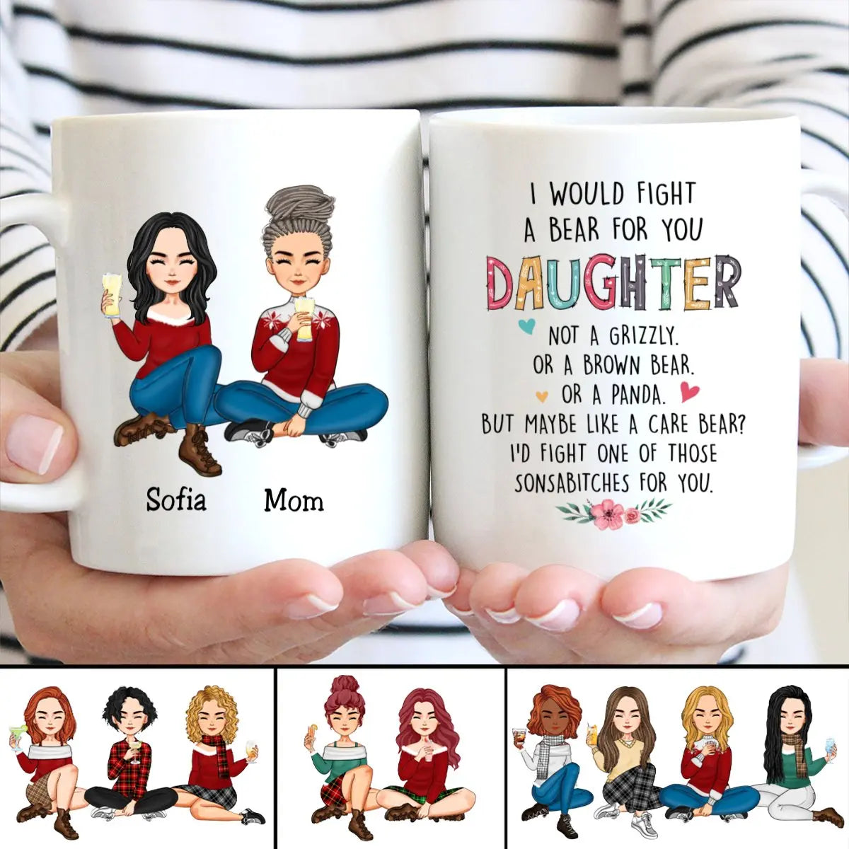 I Would Fight A Bear For You Daughter - Personalized Mug (HA) mug The Next Custom Gift