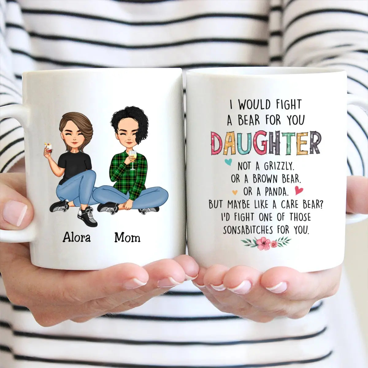 I Would Fight A Bear For You Daughter - Personalized Mug (HA) mug The Next Custom Gift