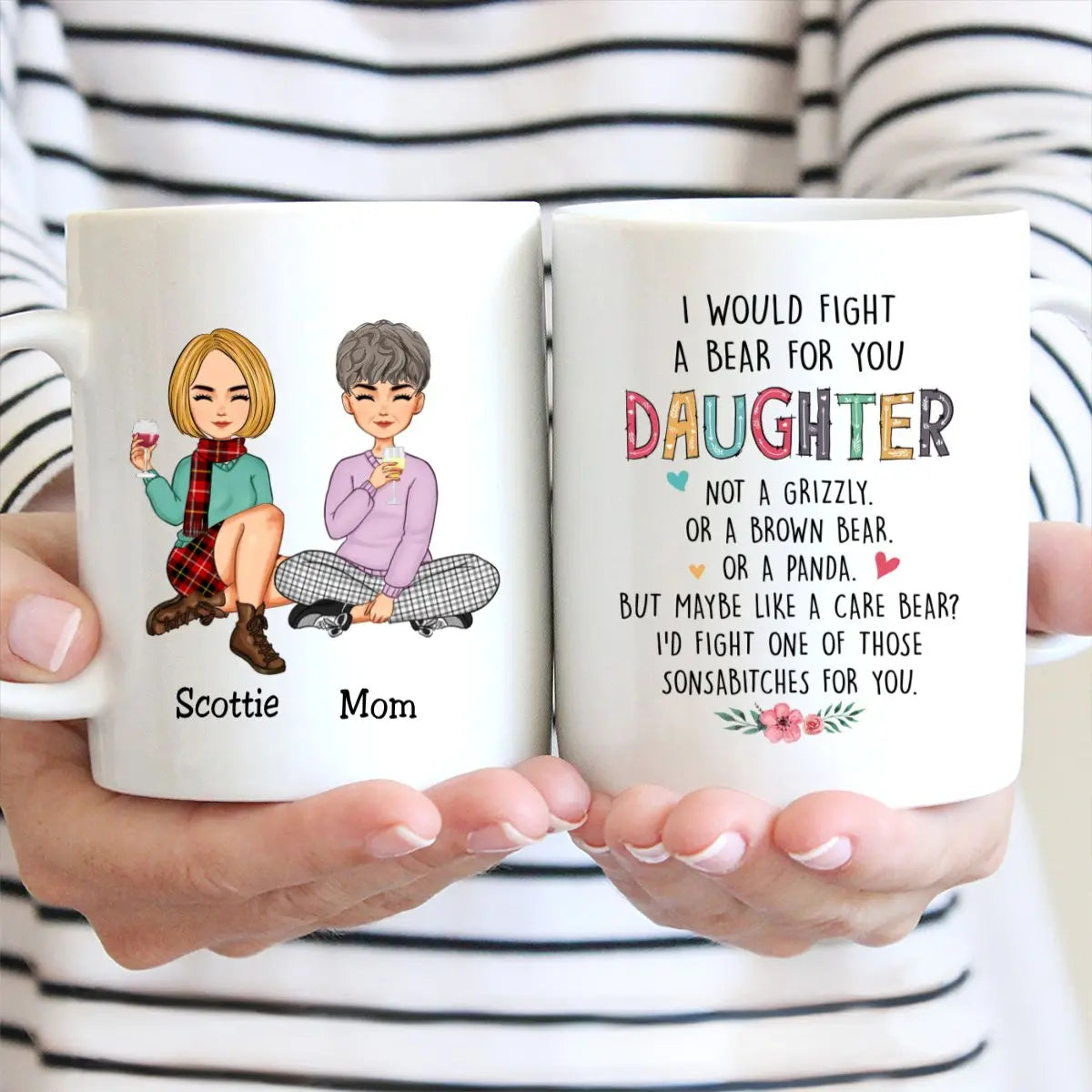 I Would Fight A Bear For You Daughter - Personalized Mug (HA) mug The Next Custom Gift