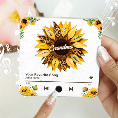 Nana Mom Sunflower Personalized Music Fridge Magnet, Heartfelt 2025 Mother's Day Birthday Gift For Mom