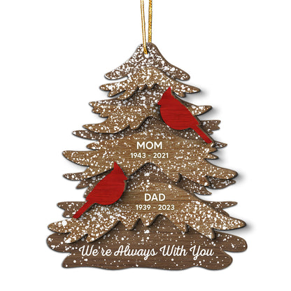 Cardinals Always With You Memorial Christmas Personalized 2-Layer Wooden Ornament, Christmas Decor, Sympathy Gift, Remembrance Gift