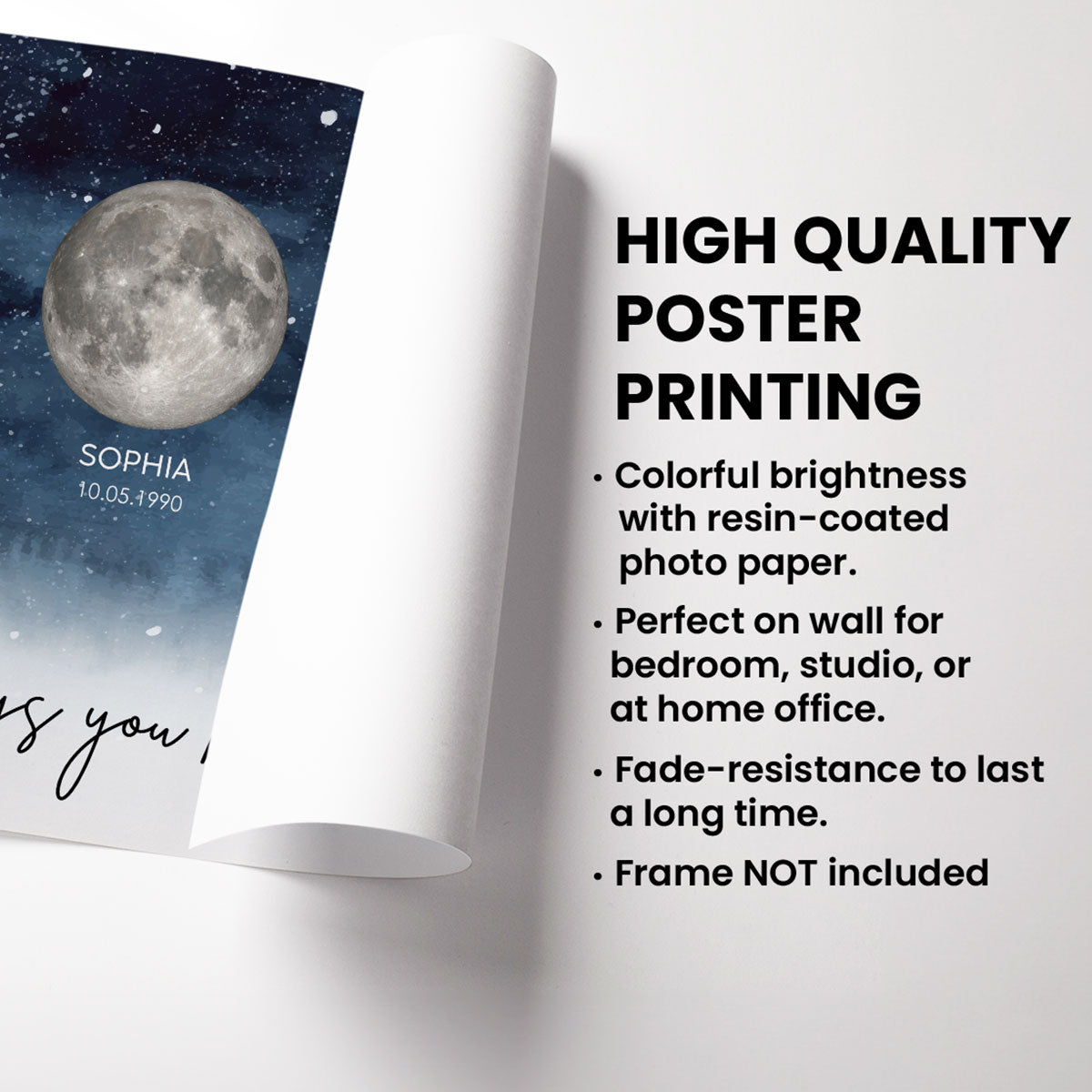 Starry Night The Day You Became Mom Custom Birth Moon Phase Personalized Poster, Heartfelt 2025 Mother's Day Gift For Mom