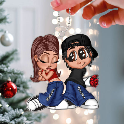 Y2K Couple Personalized Acrylic Ornament, Christmas Gift For Him For Her